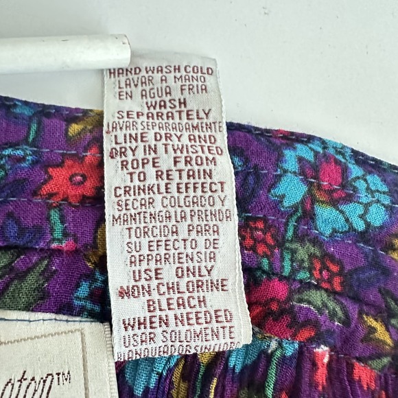 Worthington Maxi‎ Skirt OS Purple Floral Paisley Tiered Drawstring Gipsy Hippie - Picture 8 of 10